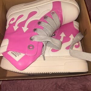 SHEIN Pink and White Flame Sneakers